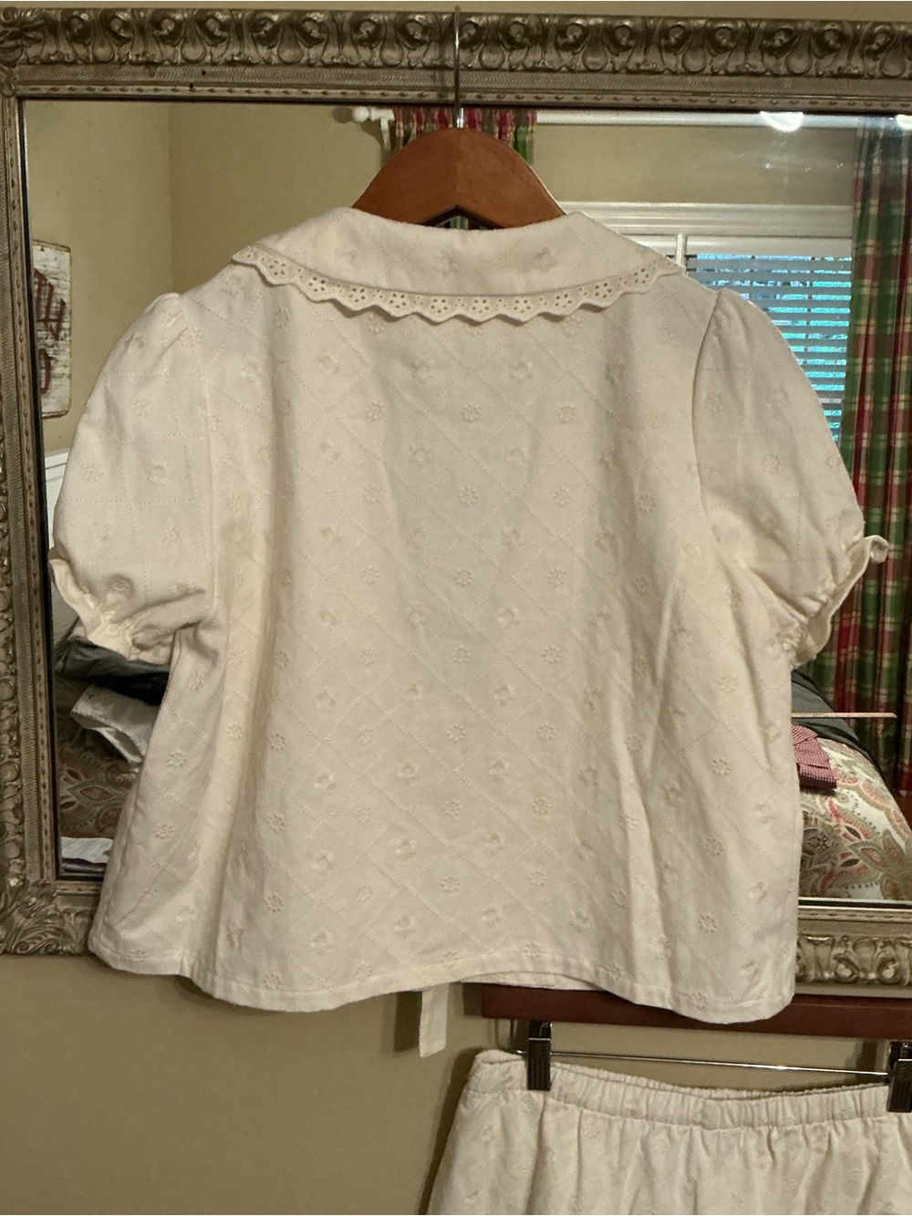 Caroline Constas Set Eyelet Denim Matching Shorts & Puff Sleeve Top NWT Small - Picture 8 of 13